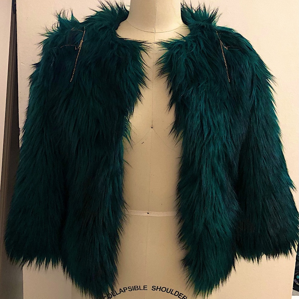 Green Faux Fur Guess Jacket/coat size xs